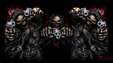 Desktop Wallpaper Ghost Assassin Skull Gun Art Hd Image Picture
