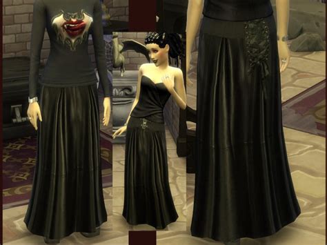 The Sims Resource Long Goth Leather Skirt