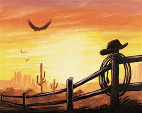 Western Sunset Pre Drawn Canvas For Painting Adult Paint Kit Etsy