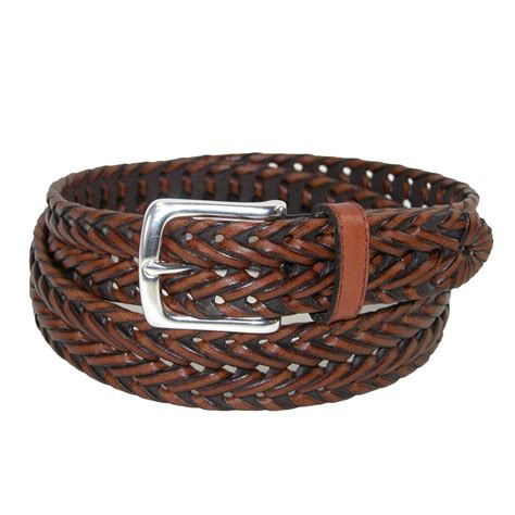 Dockers Mens Big And Tall Leather Fully Adjustable V Weave Braided Belt