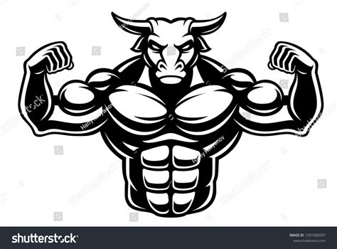 Vector Illustration Bull Bodybuilder Isolated On Stock Vector Royalty