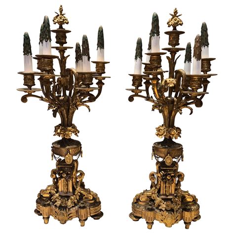 Antique French Neoclassical Style Seven Light Candelabras For Sale At