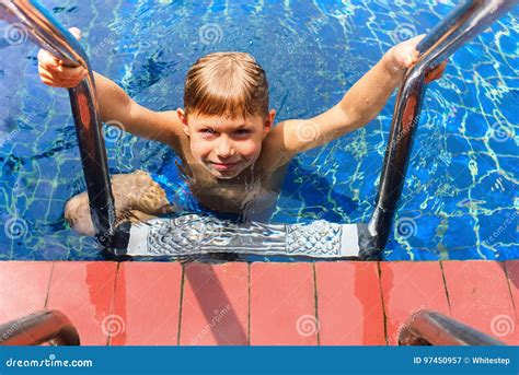 Child Boy Swimming Pool Stock Image Image Of Recreation 97450957