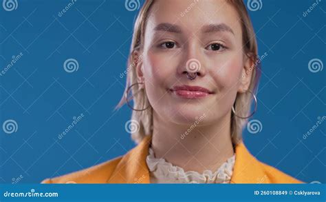 Friendly Girl Showing Yes Signal Nods Head Approve Positive Smiling