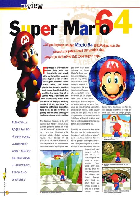 Scan Of The Review Of Super Mario 64 Published In The Magazine 64