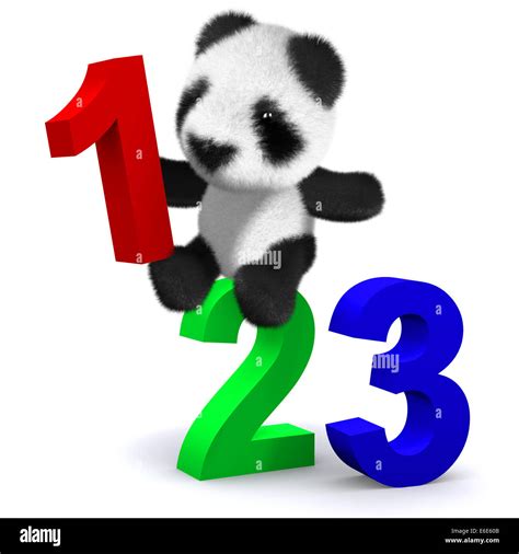 3d Render Of A Baby Panda Bear With Numbers Stock Photo Alamy