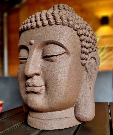 Groot Boeddha Hoofd Roestkleur 42cm