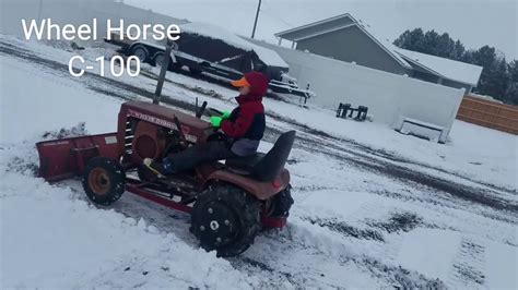 Wheel Horse C 100 Plowing Snow Youtube