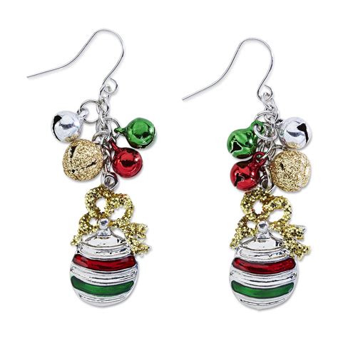 holiday editions women s silvertone christmas dangle earrings