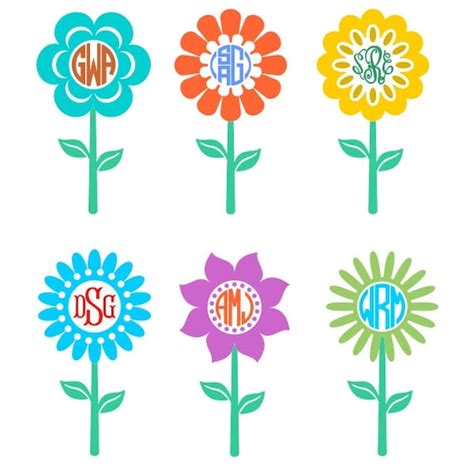 Spring Flower Monogram Cuttable Designs Svg Dxf Eps By Cuttablesvg