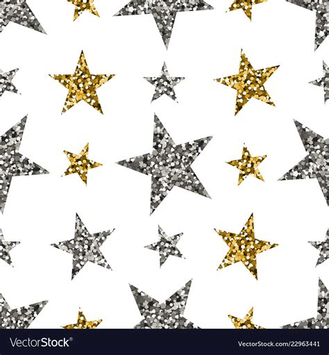 Gold And Silver Stars On White Background Vector Image