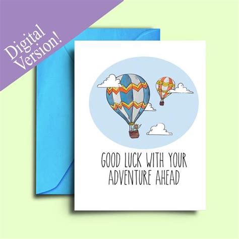 Farewell Card For Friends Hot Air Balloon Printable Good Luck Etsy Farewell Cards Good Luck