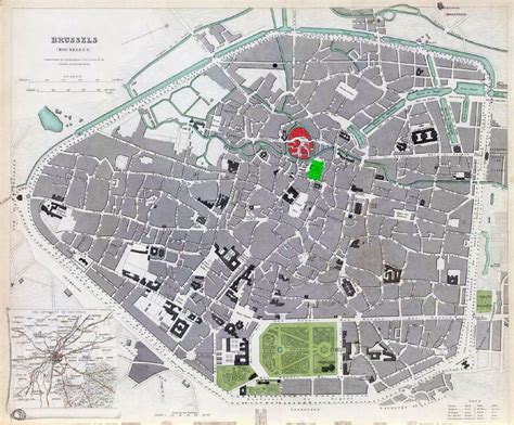 Large Detailed Old Map Of Brussels City 1837 Brussels Belgium