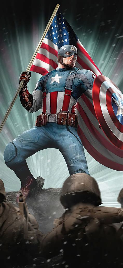 1125x2436 Captain America With Flag 4k Iphone Xsiphone 10iphone X Hd