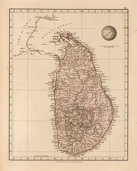 Map Of Sri Lanka Ceylon 1825 Vintage Home Deco Style Old Etsy