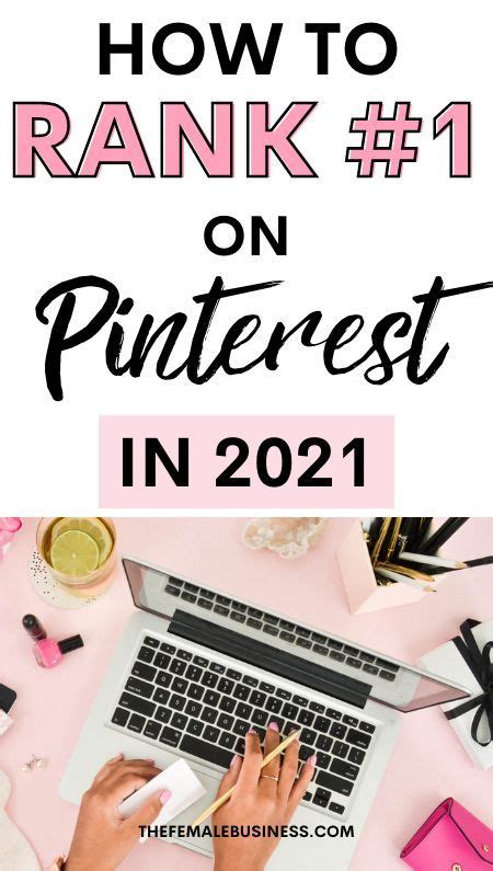 a woman typing on her laptop with the text how to rank 1 on pinterest in