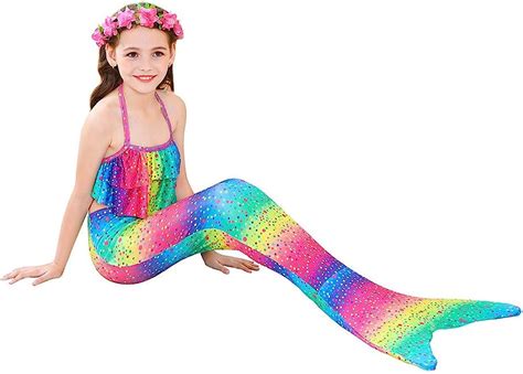 Buy Pcs Girls Swimsuit Mermaid Tails For Swimming Princess Bikini