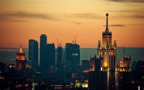 Moskau Gebäude Nacht Stadt Russland 3840x2160 Uhd 4k