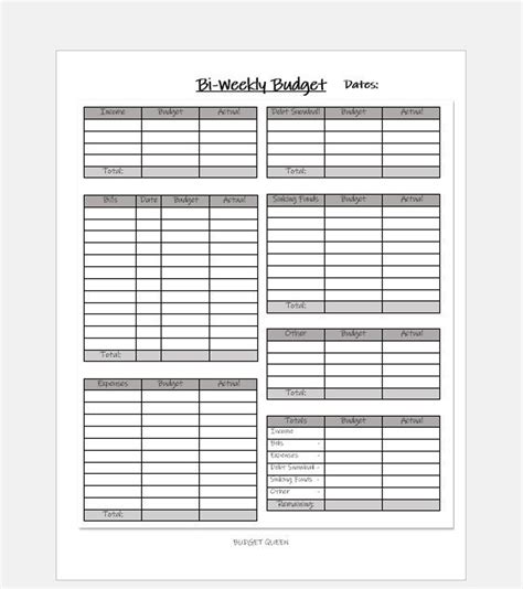 Printable Bi Weekly Budget Planner