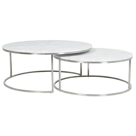 Elle Round Nest Coffee Table White And Stainless Ash Road