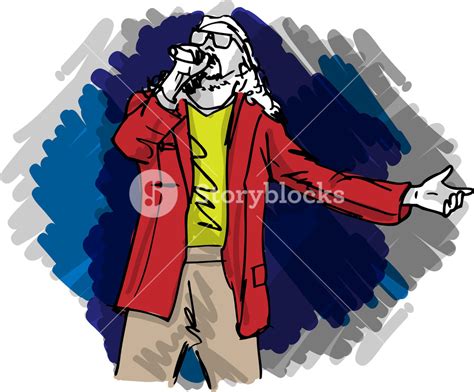 Sketch Of Man Singing Into A Microphone Vector Illustration Royalty Free Stock Image Storyblocks