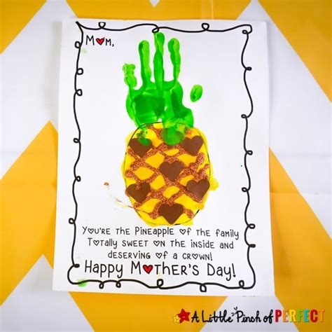 Pineapple Mothers Day Handprint Craft For Kids And Free Template A