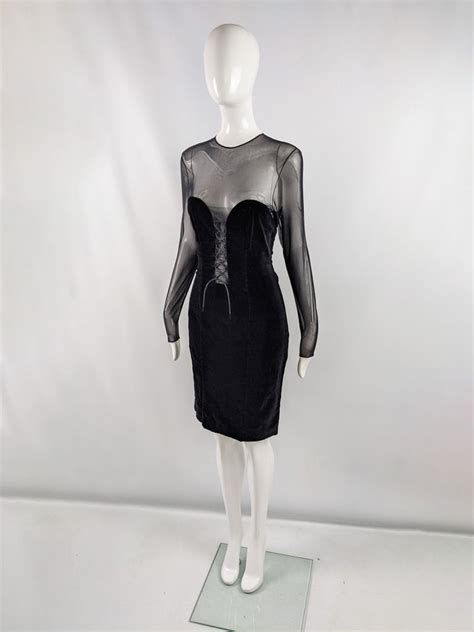 jiki of monte carlo vintage 90s ultra sexy sheer velvet mesh plunge neck dress for sale at 1stdibs
