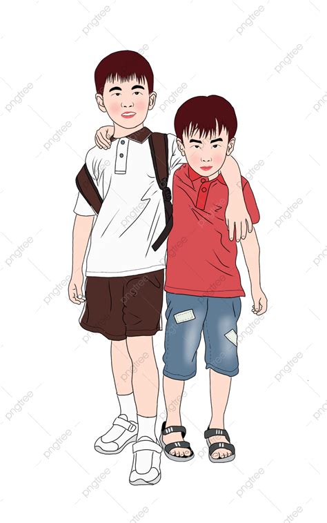 Brotherhood Png Image Hand Drawn Cartoon Love And Brotherhood Brother