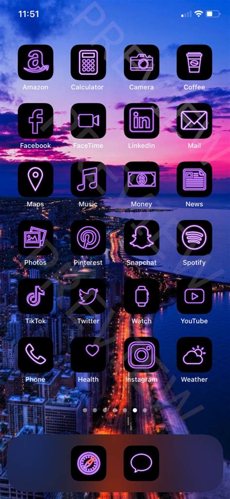 Purple Ios 14 App Icon Pack Neon Aesthetic Ios 14 Icons Etsy