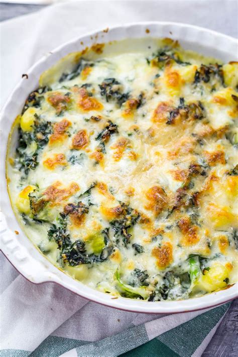 Cheesy Baked Gnocchi With Kale Brussels Sprouts There Is Nothing