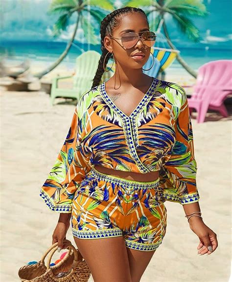 mintsnow women s summer romper boho playsuit african print jumpsuits beach 2 piece outfits top