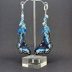 Blue Morpho Butterfly Earrings Large Dangle Nature Bead Etsy
