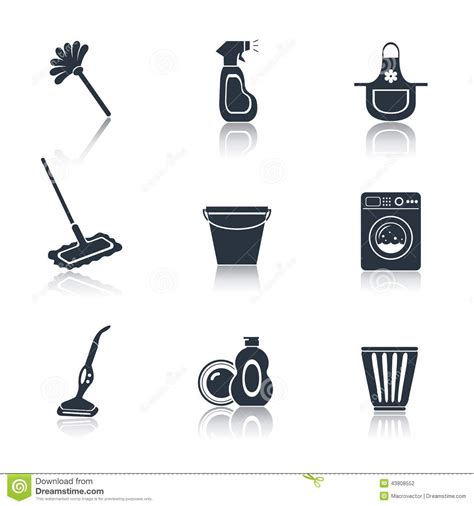 Cleaning Icon Set Black Stock Vector Image 43808552