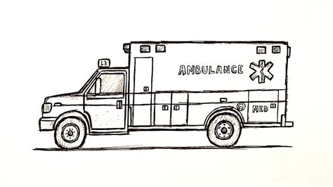 How To Draw A Ambulance Easy Car Drawing Pencil Drawing Youtube