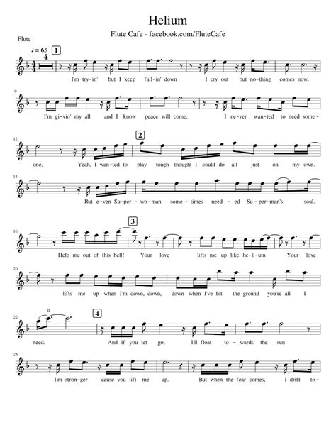 Flute Cafe Helium By Sia Flute Sheet Music