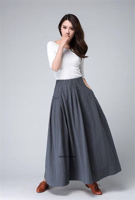Winter Maxi Skirt Linen Skirt Long Linen Skirt Plus Size Etsy Long