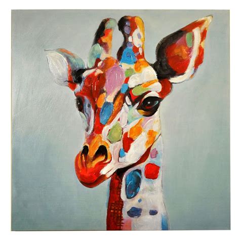 50 X 50 Colorful Giraffe Print On Canvas Zoom Giraffe Art Abstract
