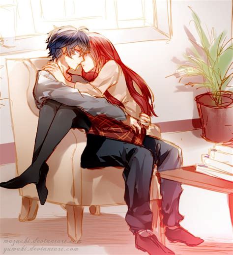 Anime Art Anime Couple Romantic Love Sweet Cuddle Sitting On Lap Almost