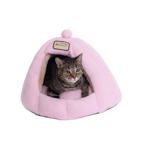 Armarkat Faux Fleece Pink Cave Cat Bed Cat Covered Beds Petsmart