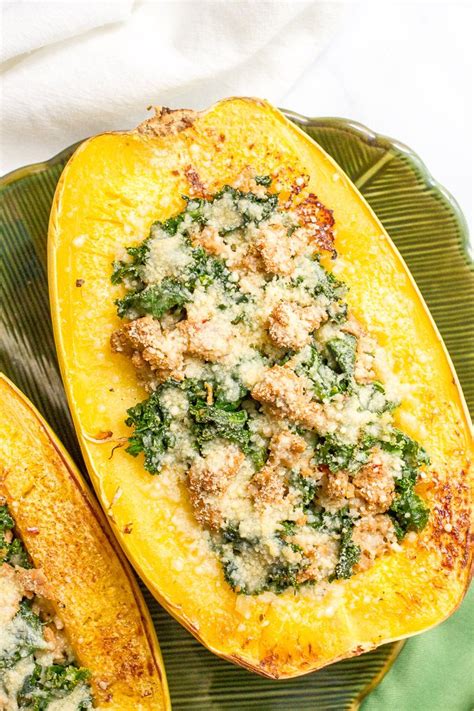 Stuffed Spaghetti Squash With Sausage And Kale Is An Easy 6 Ingredient