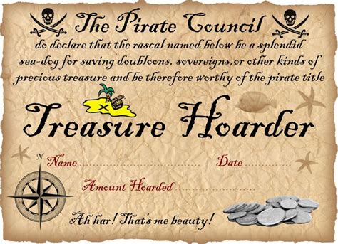 Pirate Certificate Treasure Hoarding Award Pirates Teach Like A Pirate