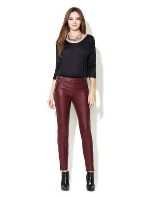 Maroon Mid Waist Zipper Leather Oxblood Pants Leather Zipper Faux Leather Lucca Couture