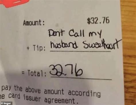 Wife Leaves Shocking Tip Scolding Waitress For Calling Her Husband Sweetheart As Social