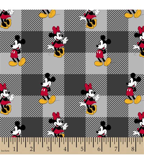 Disney Minnie Mickey Flannel Fabric Toss Plaid Joann