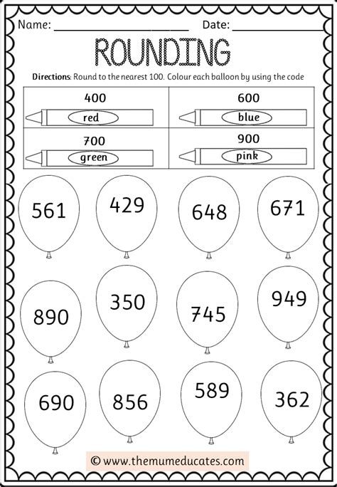 Rounding Numbers Up And Down Worksheets