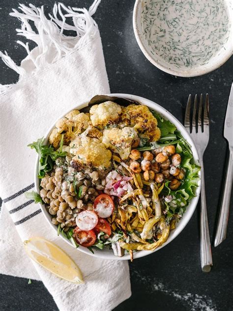 Vegan Buddha Bowl With Roasted Cauliflower And Lentils The Effortless