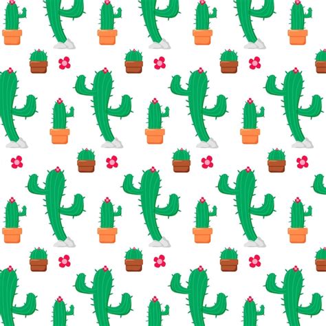 Free Vector Different Cactus Plants Pattern