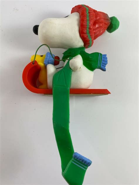 Hallmark Christmas Stocking Hanger Snoopy 1984 Peanuts Woodstock Red