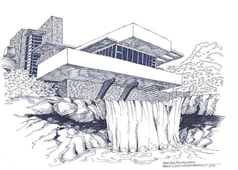 Frank Lloyd Wright Falling Water Architecture Drawing By Robert
