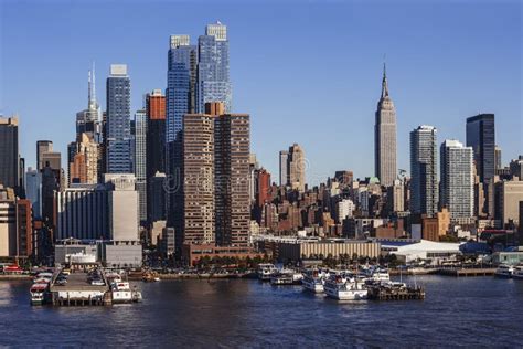 Midtown Manhattan Cityscape From Hudson River Stock Image Image Of
